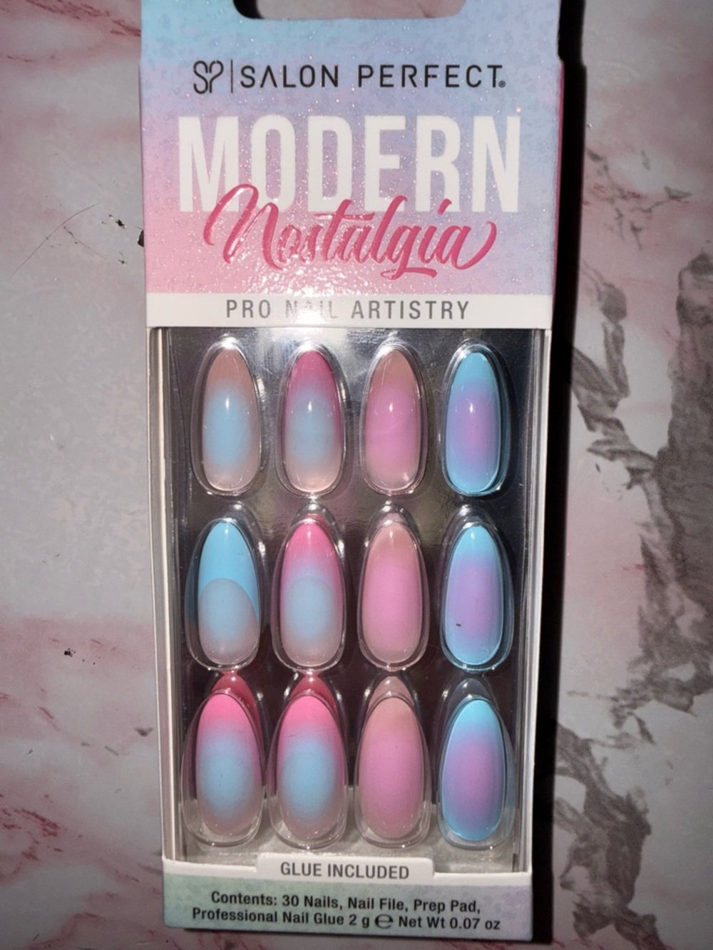 Salon Perfect Pink & Blue Ombre Press-On Nails